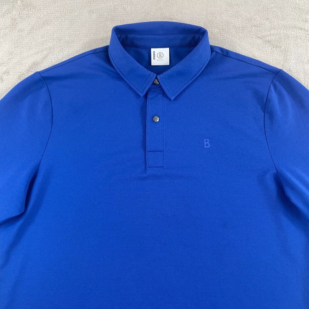 Bogner Timon‎ Polo Shirt Men XL Blue Performance Golf Long Sleeve Designer $165